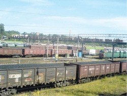 Поезда с углём стоят близ бухты Мучка