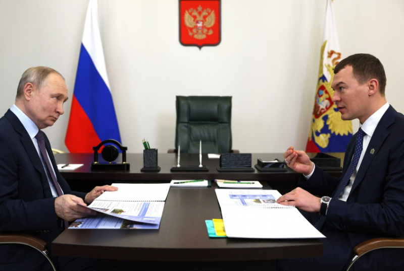 Владимир Путин в Хабаровске встретился с губернатором и предпринимателями
